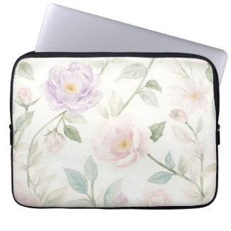 Delicate pastel bloemmotief met Rozen en Dais Laptop Sleeve