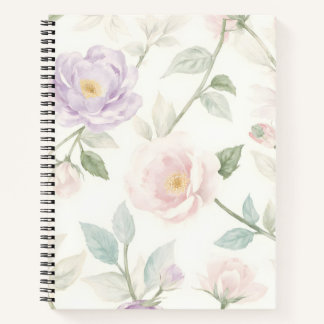 Delicate pastel bloemmotief met Rozen en Dais Notitieboek
