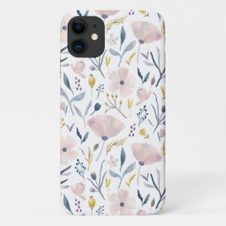 Delicate Pastel Roze Blauw Bloem Vrouwelijk iPhone 11 Hoesje