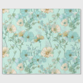 Delicate Pastel Wildflower Mint Floral Pattern Cadeaupapier (Vlak)