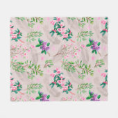 Delicate pattern with rhododendron flowers and fea fleece deken (Voorkant (Horizontaal))