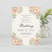 Delicate Peach Bloom Arch Wedding Kaart (Staand voorkant)