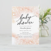 Delicate Peach Floral Baby shower uitnodiging (Staand voorkant)