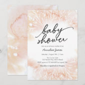Delicate Peach Floral Baby shower uitnodiging (Voorkant / Achterkant)