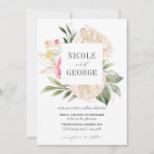 Delicate Peony Gold Typography Waterverf bruiloft Kaart (Voorkant)