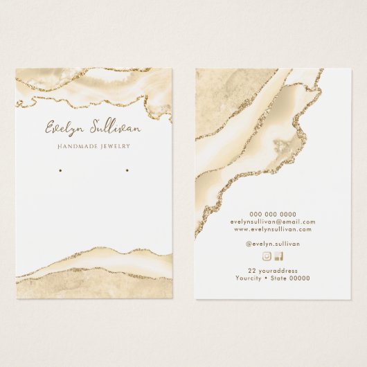 delicate perzik agaat sieraden display kaart (Voorkant /achterkant)