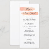 Delicate perzik strepen. Eenvoudige moderne trouw Menu (Voorkant / Achterkant)