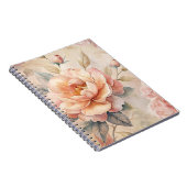 Delicate Perzik Tone Floral Waterverf Notitieboek (Rechterzijde)