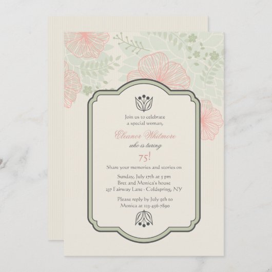 Delicate Petals uitnodiging (Voorkant / Achterkant)