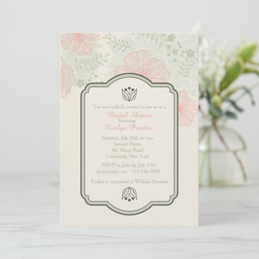 Delicate Petals Uitnodiging (Staand voorkant)