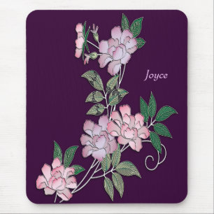 Delicate pinda's elegant florale patroon met naam muismat