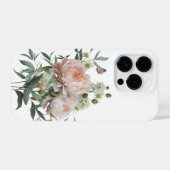 Delicate Pink Blush Peony met Butterfly iPhone Hoesje (Achterkant horizontaal)