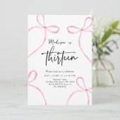 Delicate Pink Bow Coquette 13e verjaardag Kaart (Staand voorkant)