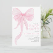 Delicate Pink Bow Girl Baby Sprinkle Kaart (Staand voorkant)