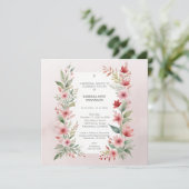 Delicate Pink Cherish Botanical Wildflower Funeral Kaart (Staand voorkant)
