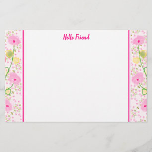 Delicate Pink Floral Briefpapier