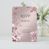 Delicate Pink Floral Frame RSVP Card (Debout devant)