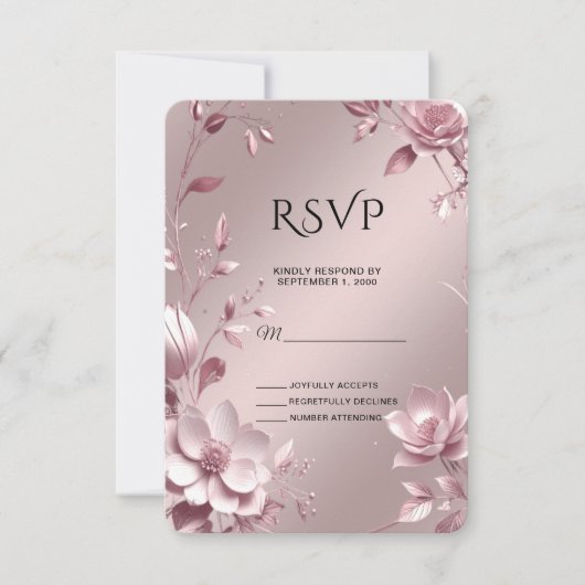Delicate Pink Floral Frame RSVP Card (Devant)
