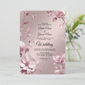 Delicate Pink Floral Frame Wedding Invitation (Debout devant)