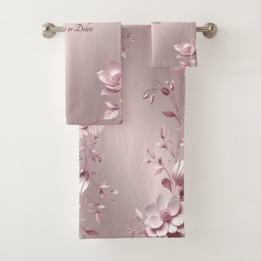 Delicate Pink Floral Towel Set (En situation)