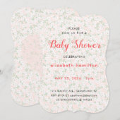 Delicate Pink Flowers Baby Shower Invitation (Devant / Derrière)
