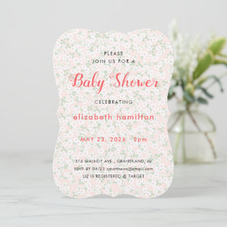 Delicate Pink Flowers Baby Shower Invitation