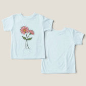 Delicate pink flowers minimalist t-shirt (Ontwerp Voorkant & Achterkant)