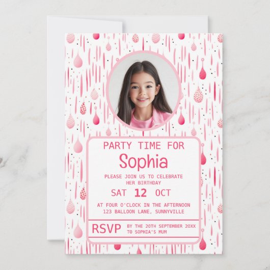 Delicate Pink Pattern Verjaardag Kaart (Voorkant)