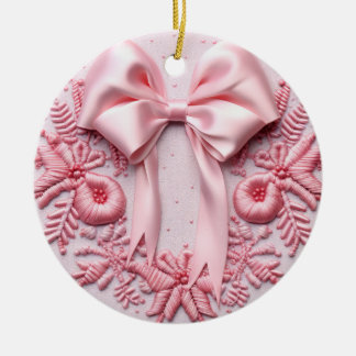 Delicate Pink Ribbon borduurwerk Keramisch Ornament