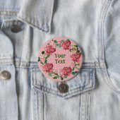 Delicate Pioen Bloem Krans revers Badge Ronde Button 7,6 Cm (In situ)