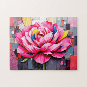 Delicate Pioen in Moderne Abstracte Stijl Legpuzzel