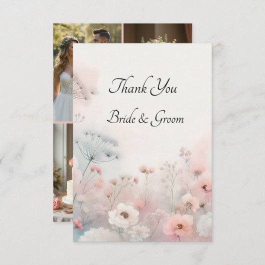 Delicate Queen Anne's Lace Photo Thank you Card Bedankkaart (Voorkant / Achterkant)
