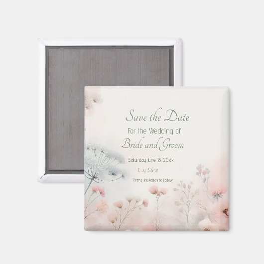 Delicate Queen Anne's Lace Save the Date Magnet (Recto/Verso)