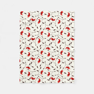 Delicate Red Flower Pattern Fleece Deken