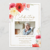 Delicate Red Flowers Funeral Order of Service Programma (Voorkant)