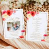 Delicate Red Flowers Funeral Order of Service Programma