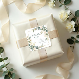 Delicate Romantic Floral and Branch Frame Wedding  Vierkante Sticker