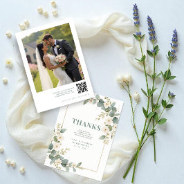 Delicate Romantic Flowers & Branches Frame Wedding Bedankkaart