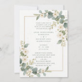 Delicate Romantic Flowers & Branches Frame Wedding Kaart (Voorkant)