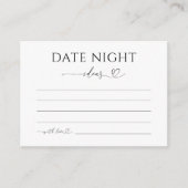 Delicate Romantische Hart Script Date Night Ideeën Informatiekaartje (Voorkant)