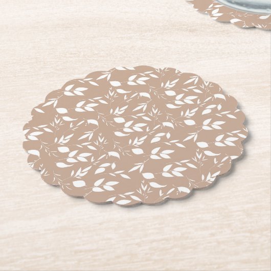 Delicate romantische silhouette florals taupe moch kartonnen onderzetters (Gekanteld)