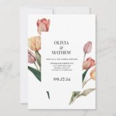 Delicate Romantische Tulp Waterverf Lijst Bruiloft Kaart (Voorkant)