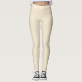 Delicate romige beige effen kleur leggings (Voorkant)