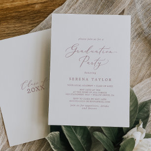 Delicate Roos Gold Calligraphy Graduation Party Kaart