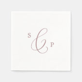Delicate Roos Gold Calligraphy Monogram Weddenscha Servet (Voorkant)