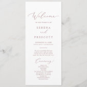 Delicate Roos Gold Calligraphy Wedding Program Programma (Voorkant)