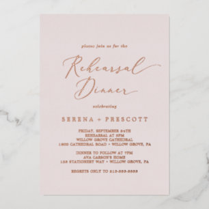 Delicate Roos Gold Foil   Blush repesial Dinner Folie Uitnodiging