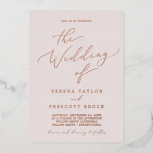 Delicate Roos Gold Foil   Het verbrijzelen van het Folie Uitnodiging