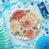 Delicate Roos pioen gepersonaliseerde bruiloft Papieren Bordje (Feest)