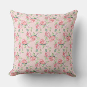 Delicate Roos Roze Bloempatroon Design Kussen